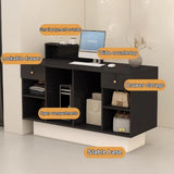 YPIOUREN Reception Desk With Counter Drawers & Storage Shelves, Reception Room Tables，Front Desk Reception Counter,Modern Checkout Counter With Storage, For Store Hotel Office(Pure Stone,LEFT_110CM/43 YPIOUREN