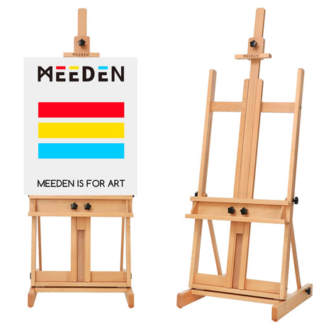MEEDEN Large H-Frame Easel, Easel Stand for Painting, Painting Easels, Easel Stand for Display, Solid Beechwood Wooden Easels for Painting Canvas, Holds Canvases Up to 78", Natural Color MEEDEN