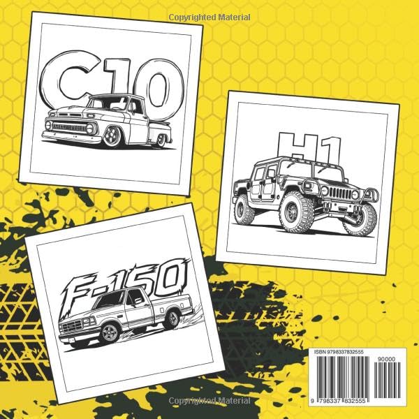 Insane Trucks Coloring Book: 50 Pickup Trucks Coloring Pages for Adults and Kids, Bold and Easy Designs for Relaxation and Stress Relief WoodArtSupply