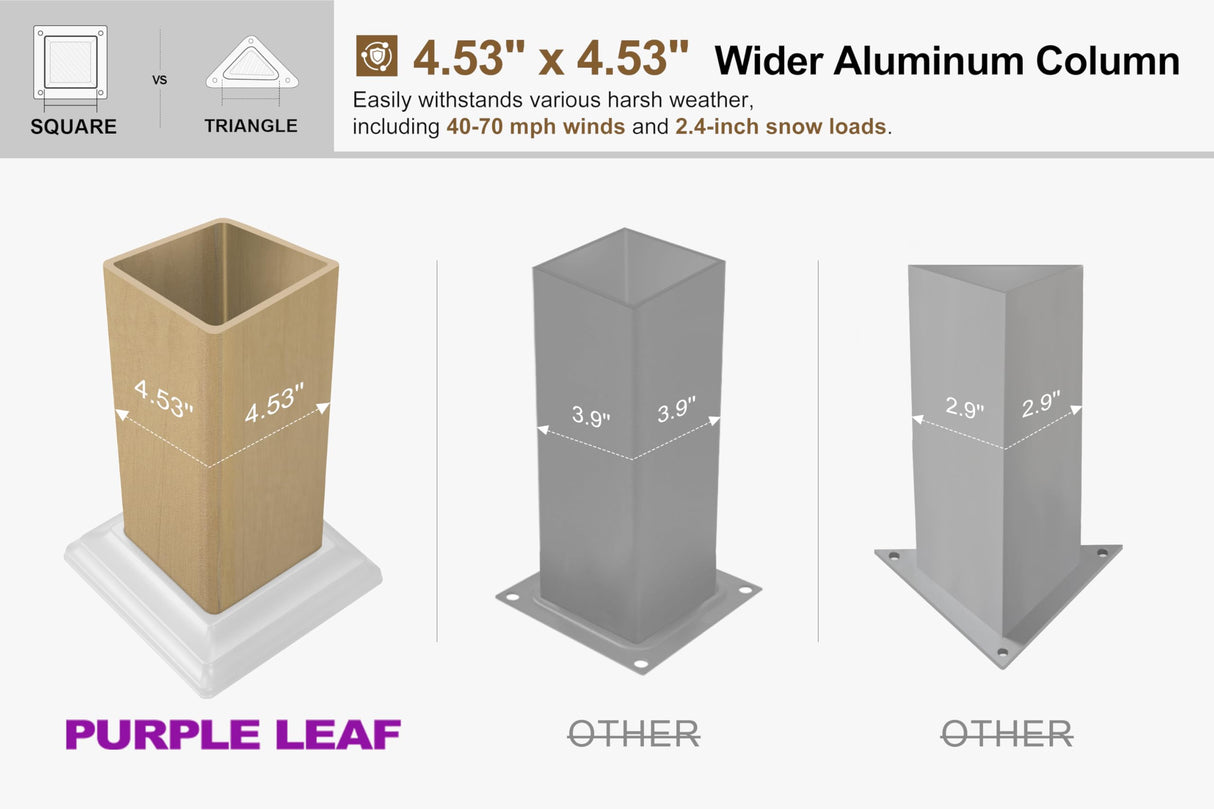 PURPLE LEAF 10' x 14' Louvered Pergola Outdoor Wood Grain Aluminum Pergola with Adjustable Roof Retractable Patio Rainproof Hardtop Gazebo for Deck Backyard Garden PURPLE LEAF