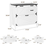 Lateral File Cabinet with 4 Drawers Farmhouse File Cabinet for Letter/Legal/A4 Size Hanging Files, Large Wood File Storage Cabinets Printer Stand for Home Office Cabinet, White and Black Halitaa