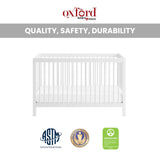 Oxford Baby Essentials Island Full Size 4-in-1 Convertible Baby Crib with Round Spindles, White Oxford Baby