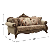 Acme Mehadi Velvet Upholstered Sofa with 8 Pillows in Walnut Acme