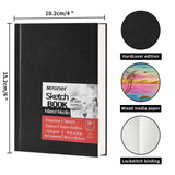 Mixed Media Sketch Pad, 4 x 6 inches 125 GSM (100 Sheets/200 Pages) Sketchbook for Drawing, Hardcover Mix Media Art Sketchbook for Wet and Dry Media,Painting,Drawing. 4X6 E-WEICHEN