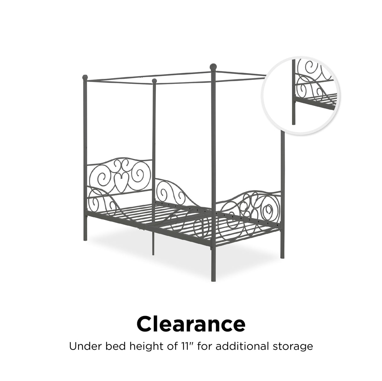 DHP 4020959 Sturdy Bed Frame, Twin, Pewter DHP
