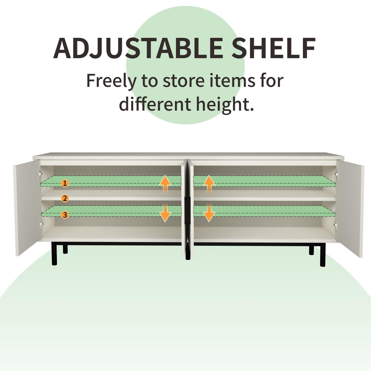 MUUEGM 70" Fluted TV Stand, Mid Century Modern Television Stands for Living Room, Wood TV Console for Televisions Up to 80 Inches, Entertainment Center with Storage, Adjustable Shelf, White TV Stands MUUEGM