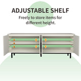 MUUEGM 70" Fluted TV Stand, Mid Century Modern Television Stands for Living Room, Wood TV Console for Televisions Up to 80 Inches, Entertainment Center with Storage, Adjustable Shelf, White TV Stands MUUEGM