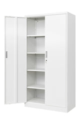 Metal Storage Cabinet, 72" H x 36" W x 18" D Locking Cabinet with Adjustable Shelves, Steel Storage Cabinets for Garage, Home, Office, Pantry (White) Wanfu