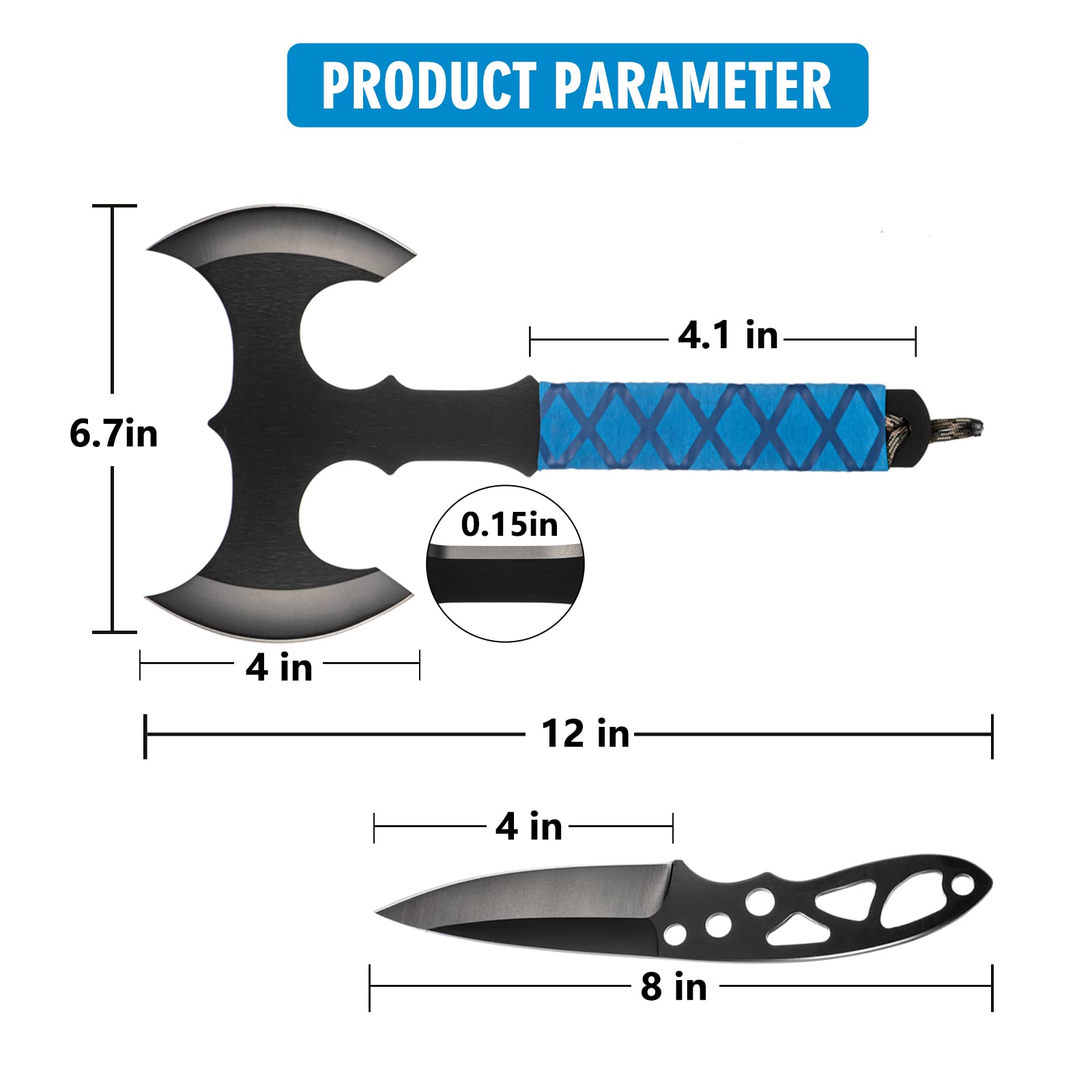 Throwing Axes and Tomahawks Double Sided Set,10 inch Full Tang Stainless Steel,Protective Nylon Sheath,Throwing Hatchet for Competition and Recreation,Throwing Axe 3 Pack - WoodArtSupply