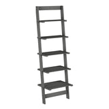 Skinny Ladder Bookshelf - 5-Tier Shelving Unit - Whitewash Wood Farmhouse Decor for Living Room, Bedroom, Office, and Entryway by Lavish Home (Gray) Lavish Home