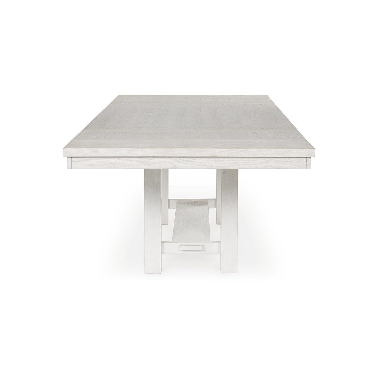 Signature Design by Ashley Robbinsdale Transitional Dining Extension Table with Removable Leaf & Trestle Base, White Signature Design by Ashley