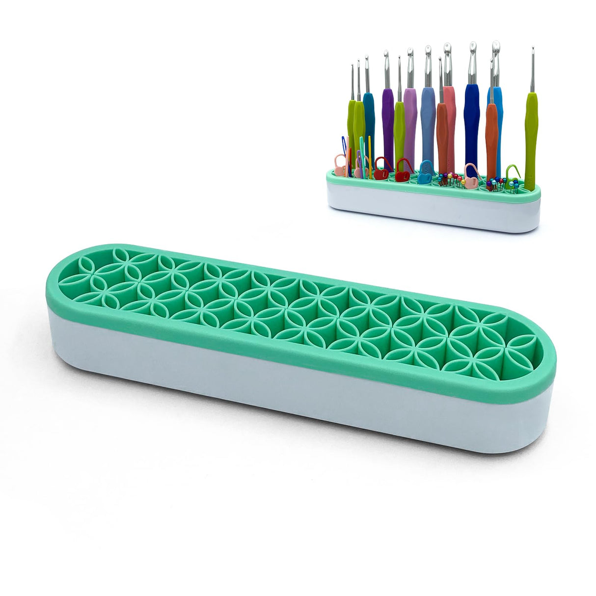 SGIBYN Silicone Crochet Hooks Holder, Crochet Hooks Organizer, Makeup Brushes Organizer, Silicone Pen Holder, Crochet Stuff Storage, Crochet Gifts SGIBYN