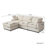 Cloud Sectional Couches for Living Room,100.5" Convertible L Shaped Couch with Ottoman, 4 Seater Modular Sectional Sofa,Deep Seater Furniture Sets,Beige WJShome