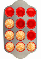 Boxiki Kitchen Non-Stick 12 Cup Silicone Muffin Pan With Steel Frame - BPA Free, Non-Toxic, Anti-Warp, Durable & Easy to Pop Silicone Muffin Tin - Perfect Cupcake Pan Boxiki Kitchen