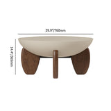 homary Round Concrete Coffee Table with Premium Walnut Ash Wood Legs, Modern Minimalist Cement Finish Center Table for Living Room homary