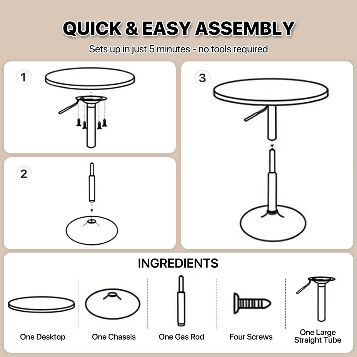 Magshion 31" Round Bar Table Height Adjustable 26"-35" Pub Table with Enlarged Base for Living Room Patio Bistro Café, Silver Magshion