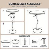 Magshion 31" Round Bar Table Height Adjustable 26"-35" Pub Table with Enlarged Base for Living Room Patio Bistro Café, Silver Magshion