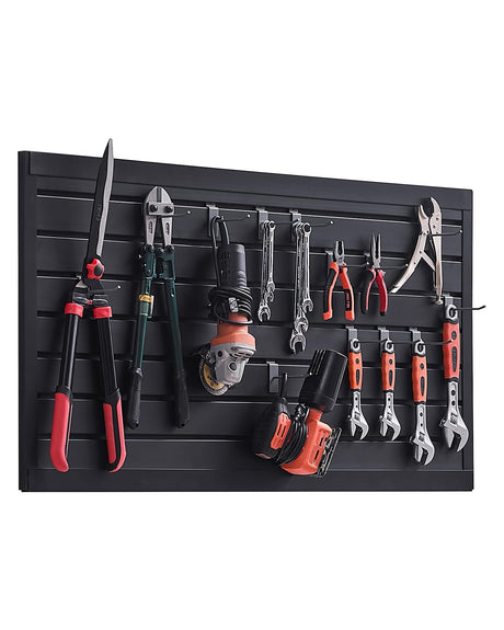 VEVOR Slat Wall Paneling, 2 x 4 ft, PVC Garage Slatwall with Modular Design, Black Slat Wall Easy-to-Install Adjustable Slatwall Panel with Coupling Structure & DIY Cutting, Fits for Storage & Display VEVOR