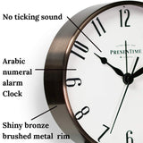 Presentime & Co Lewis Mantel Alarm Clock, Desk and Shelf Clock, Tabletop Decoration, 5.5 x 5 inch, Silent no Ticking, Metal Base, Bronze Finish, Arabic Numeral Presentime