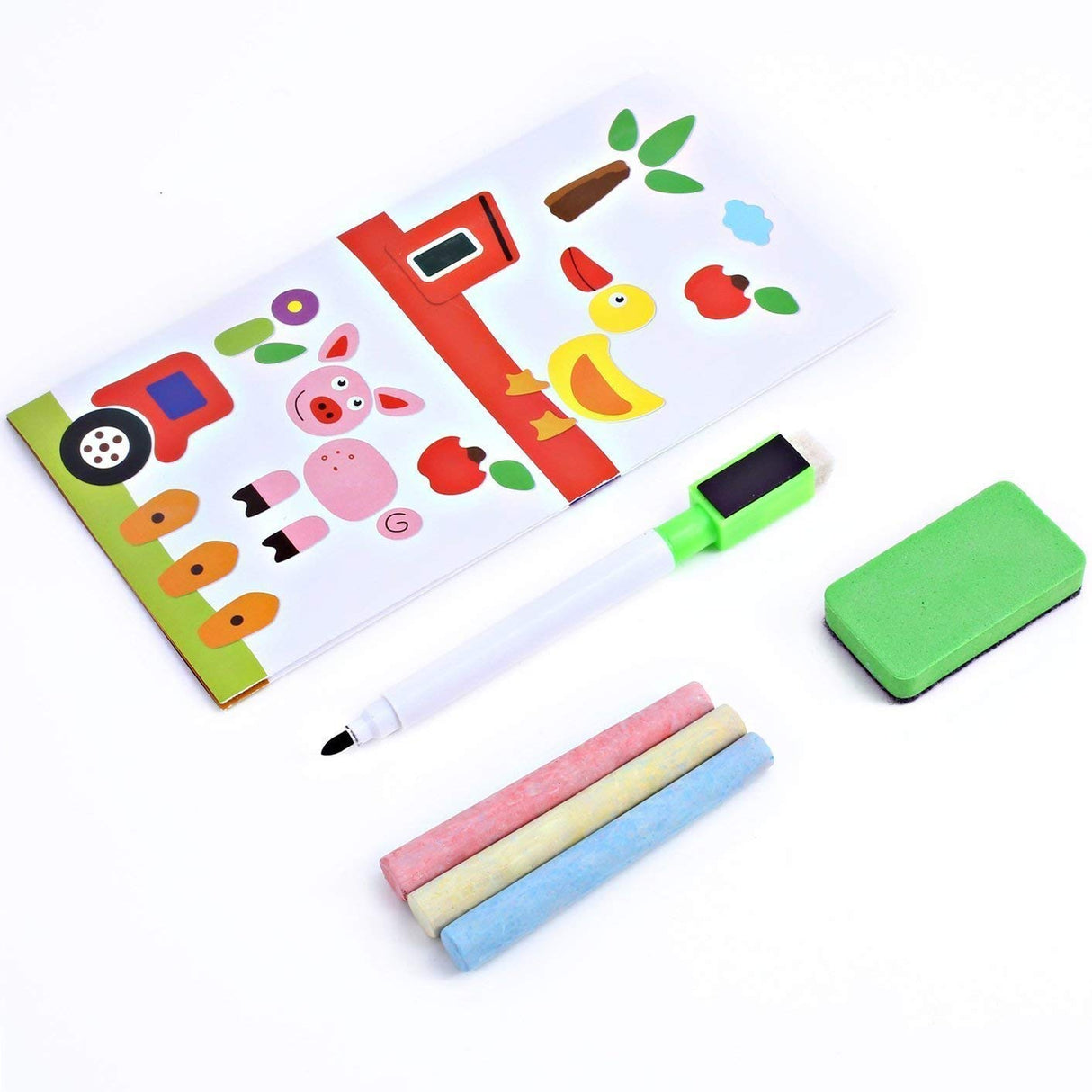 Wooden Toy Magnetic Board Puzzle Games , Double Side Jigsaw &Drawing Sketchpad Writing Dry Erase Board Chalkboard Educational Toys for Kids Angelo home
