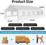 Garvee 20x40 FT Party Tent Heavy Duty Wedding Canopy with White Large Roof, Detachable Sidewalls, and 3 Storage Bags, Outdoor Party Canopy for Wedding Parties, Outdoor Events, and Camping Garvee