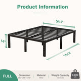 Novilla Full Size Bed Frame, 14 Inch Metal Platform Bed Frame Full Size with Storage Space Under Bed, Heavy Duty Steel Slat Support, Easy Assembly, No Box Spring Needed Novilla