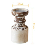Rustic Candle Holder for Pillar Candle, White Distressed Farmhouse Wooden Pillar Candle Holders, Antique Candlestick Holder for Dining Table Centerpieces,Coffee Table Decor (4.5" x 4.5" x 9") SOFE