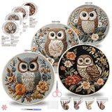 QBQBQ Owl Embroidery Kit - 8.2in, Owl Punch Needle Kit for Adults, Cross Stitch Kits for Beginners, Include Embroidery Cloth Bamboo Hoops and Step by Step Instructions, for Craft Lover Hand Stitch