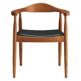 Modway Presidential Mid-Century Modern Faux Leather Upholstered Dining Armchair in Black Modway