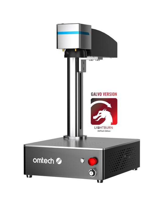 OMTech 50W Fiber Laser Marking Machine with LightBurn | 5.9"x5.9" Marking Area | Max. Marking Depth 0.1mm | LightBurn Compatible | Dual Red Dot Locator | 100,000+ Hours Lifespan | Engraving f - WoodArtSupply