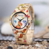 BOBO BIRD Women's Bamboo Watch Butterfly Engraved Handmade Wooden Casual Watches BOBO BIRD