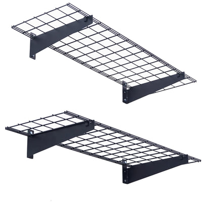 Wallmaster 2-Pack 15x45 Heavy Duty Garage Wall Shelving 45-inch-by-15-inch Wall Mount Garage Storage Rack Floating Shelves Max Load 400lb Black