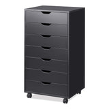 DEVAISE 5-Drawer Chest, Wood Storage Dresser file Cabinet with Wheels, Black DEVAISE