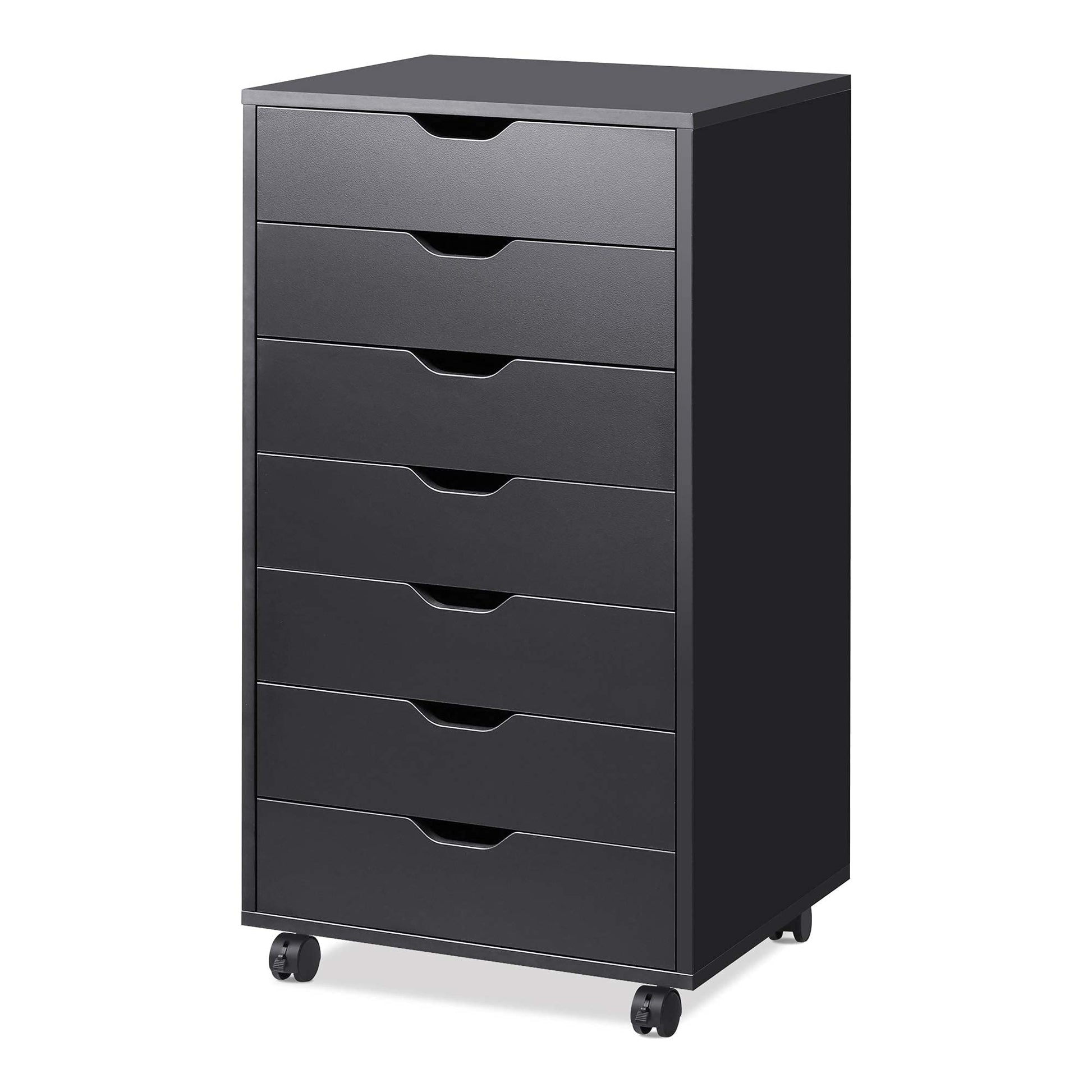 DEVAISE 5-Drawer Chest, Wood Storage Dresser file Cabinet with Wheels, Black - WoodArtSupply