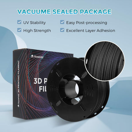 VOXELAB Carbon Fiber PETG 3D Printer Filament, PETG Carbon Fiber Black Filament 1.75mm 1KG (2.2 LBS) 1 Spool, 3D Printing Material, Dimensional Accuracy +/- 0.02 mm, PETG CF Black Voxelab
