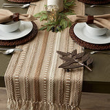 DII Farmhouse Braided Stripe Table Runner Collection, 15x72 (15x77, Fringe Included), Stone DII
