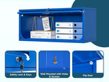 MIIIKO Wall Cabinet with 1 Door, Wall Mounted Garage Tool Cabinets, Blue Locking Small Metal Floating Cabinet for Garage, Home Office, Kitchen and Pantry MIIIKO