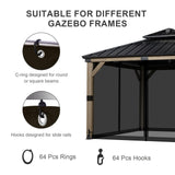 BPS 12' x 12' Gazebo Universal Mosquito Netting Screen Replacement, 4-Panel Screen Walls with Double Zippers for Outdoor Patio, Black (Mosquito Net Only) BPS