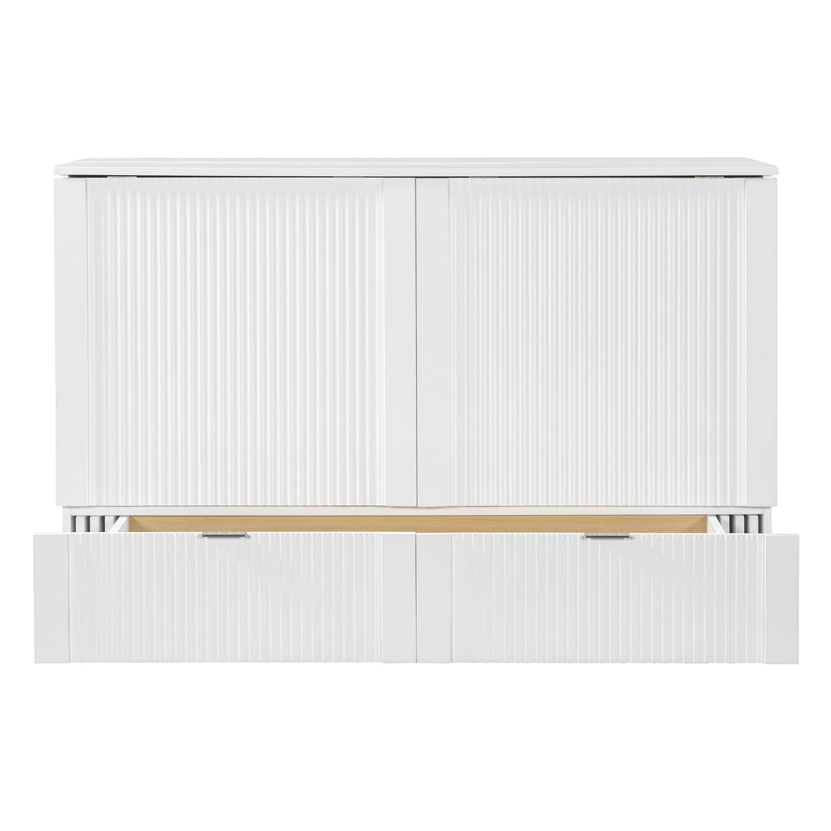 Harper & Bright Designs Queen Size Murphy Bed, Wood Queen Wall Bed with Drawer and a Set of Sockets & USB Ports, Pulley Structure Design, White Harper & Bright Designs