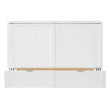 Harper & Bright Designs Queen Size Murphy Bed, Wood Queen Wall Bed with Drawer and a Set of Sockets & USB Ports, Pulley Structure Design, White Harper & Bright Designs