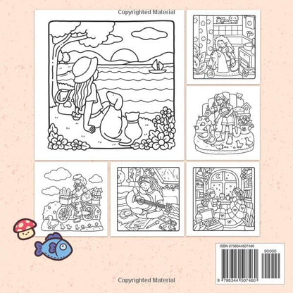 Girl Moments: Coloring Book for Adults and Teens Featuring Cute Cozy Daily Activities for Relaxation (Cozy Spaces Coloring)