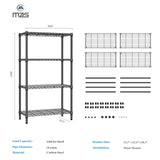 M MZG 1000 lbs 4 Tier Shelf Metal Storage Shelves Shelving Wire Rack Heavy Duty Closet Organizers for Garage Kitchen Bathroom Laundry Black 15.7" D x 33.5" W x 59.5" H M MZG