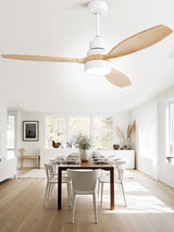 Sofucor 52 Inch Ceiling Fan with Lights and Remote Control, Indoor Outdoor Mordern Wood Ceiling Fan with Reversible Quiet DC Motor, 6 Speed, 3 White Downrods, for Farmhouse Bedroom Patio Balcony Sofucor