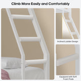 BTHFST Bunk Bed Twin Over Twin with 4 Storage Drawers & Shelves & Bedside Caddy, Twin Bunk Beds with Charging Station & Led Lights, Metal Bunk Bed with Safety Guardrail & Angled Ladder for Kids, White BTHFST