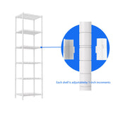 REGILLER 6 Wire Shelving Steel Storage Rack Adjustable Unit Shelves for Laundry Bathroom Kitchen Pantry Closet(White,11.7" D x 16.8" W x 63" H) REGILLER