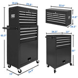 Kirmosal 13 Drawer Tool Chest,Toolbox with Wheels, Rolling Tool Cabinets with Drawers, Top Detachable Tool Chest with Hooks Handles for Workshop Mechanical Garage - Black Kirmosal