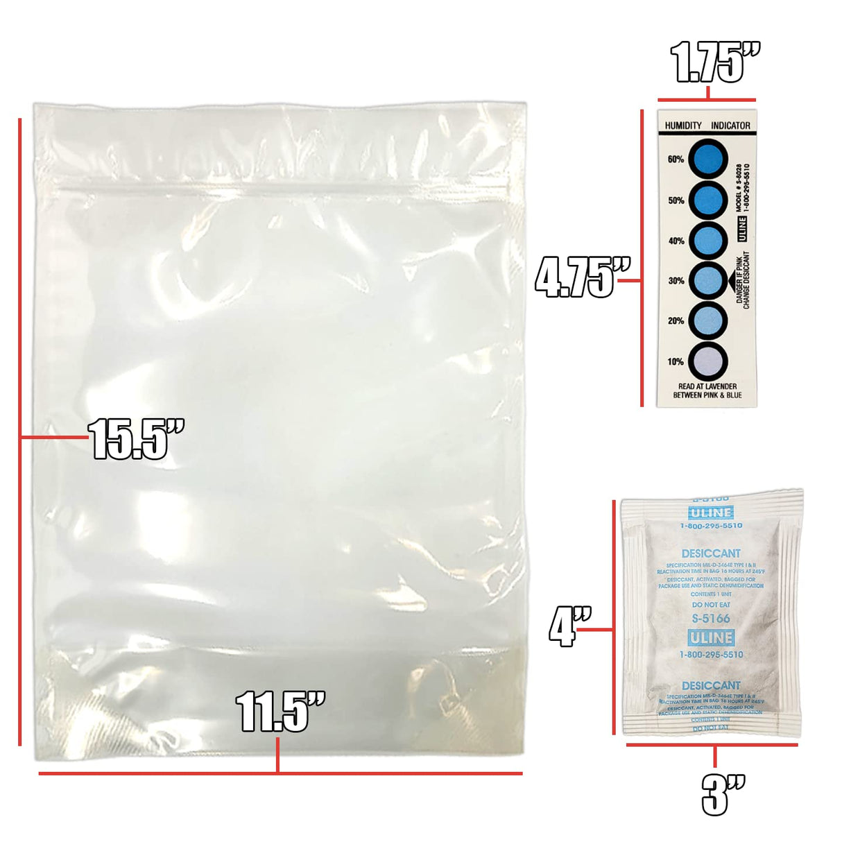 3D Printer Filament Storage Bags (Pack of 5): 5 Resealable 5 Mil Nylon/Plastic, 5 Large Oversize Rechargeable Clay Desiccant Drying Packs, 5 Humidity Indicator Cards by NetSellsIt NetSellsIt