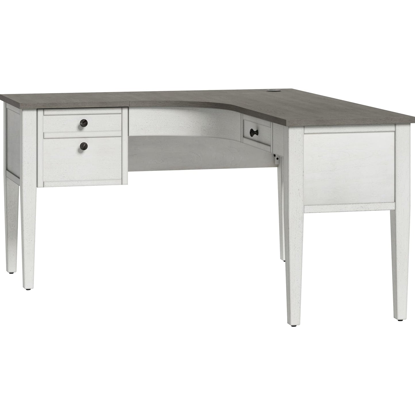 Whalen® Lagron 60" W Wood L-Shaped Corner Desk, Arctic White/Shadow Gray - WoodArtSupply