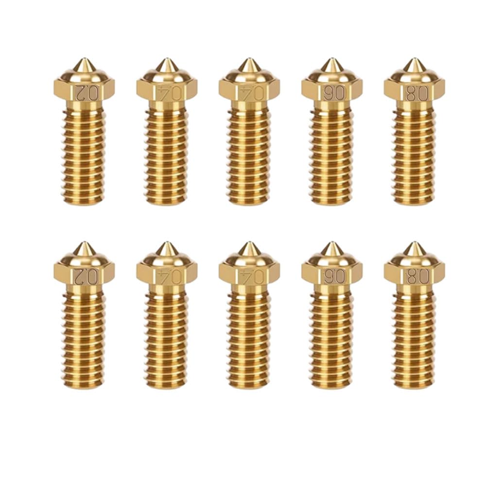 HzdaDeve Volcano Brass Nozzles Kit Multi Size Extruder Thread Nozzle 0.4MM 0.2MM 0.6MM 0.8MM Print Head Nozzles Hotend Extruder for R QIDI Q1 Pro/X-SMART3/X-PLUS3/X-MAX3 3D Printer (10 Pack) - WoodArtSupply