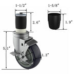 OK5STAR 4 inch Prep Table Casters Set of 4 for Commercial Kitchen Prep Tables, Expanding Stem Caster Wheels for Table Legs All with Brake Fit 1-1/2" and 1-5/8" Inner Diameter Leg Tube Adapter Caster OK5STAR